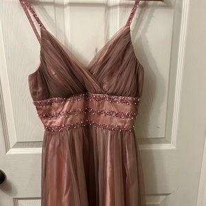 Pink taffeta beaded frock